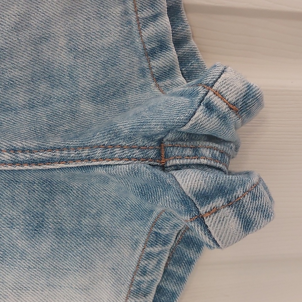 Vintage Patchwork Made In Brazil Light Wash Blue Denim Booty Jean Shorts Size 8 - Picture 5 of 10